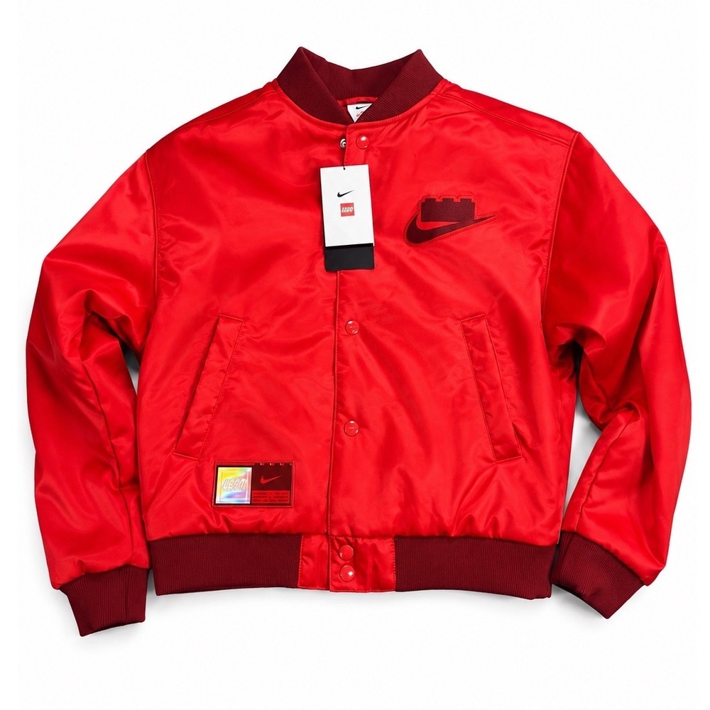 Nike Kids LEGO Master Builders Basketball Bomber Jacket Red Youth Large NWT